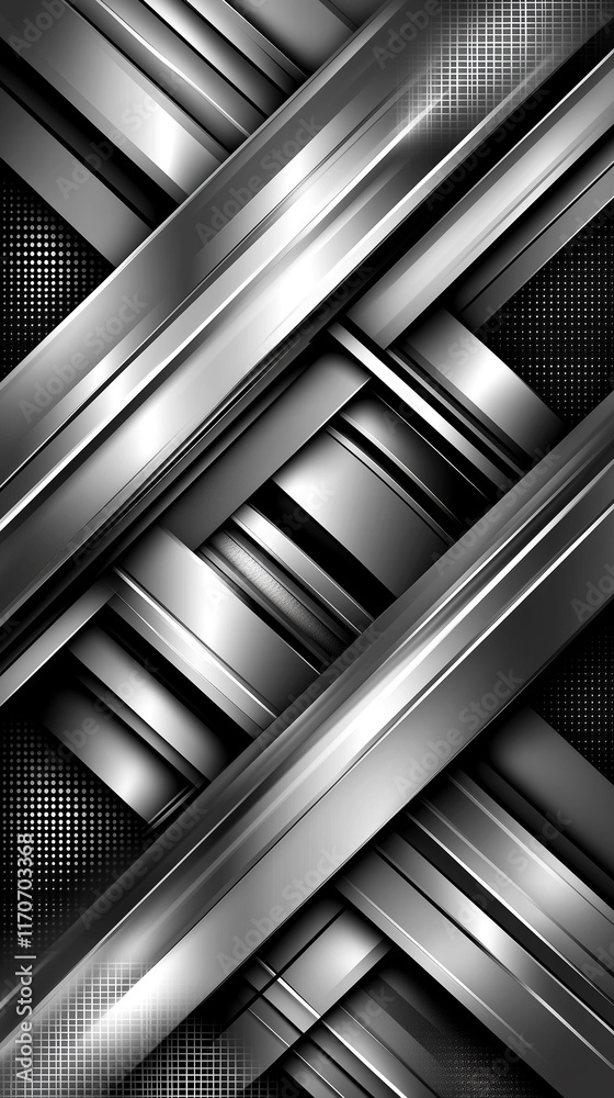 Obraz premium A black and silver image with a lot of lines and dots