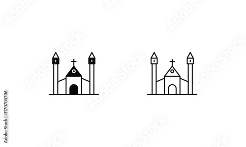Church  icons set vector stock illustration