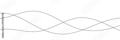 Outline wavy horizontal divider abstract background vector illustration isolated on white background.