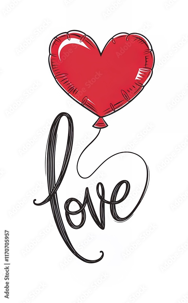 balloon heart and text love illustration balloon heart and text love illustration