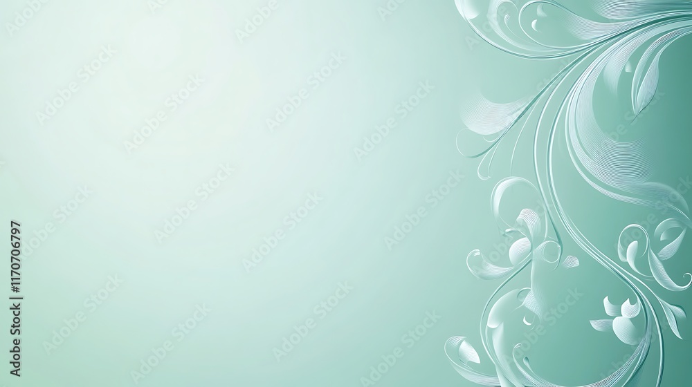 Elegant Teal Background With Delicate Floral Design Elegant Teal Background With Delicate Floral Design