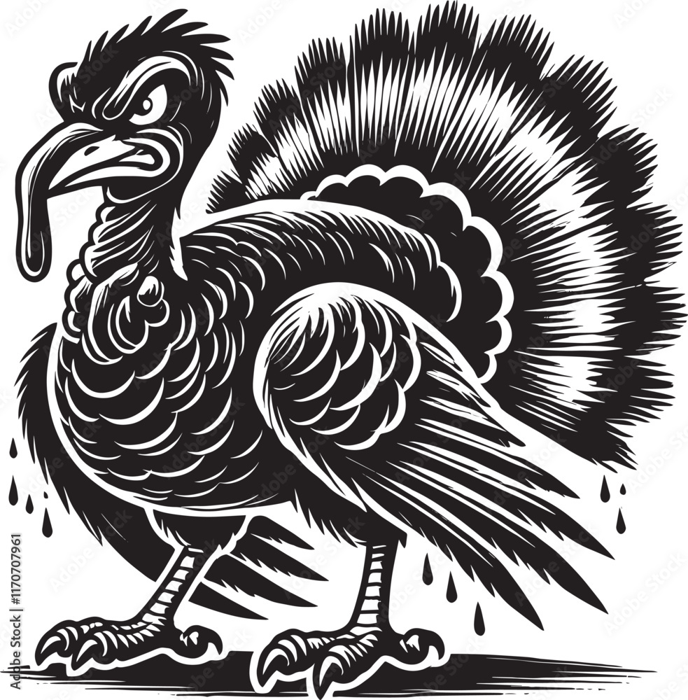 Naklejka premium Turkey mascot logo animal silhouette vector illustration isolated on white background