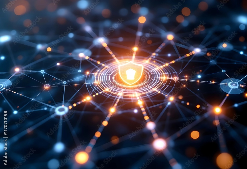 Obraz premium Cybersecurity Network Shield: A Visual Representation of Protection
