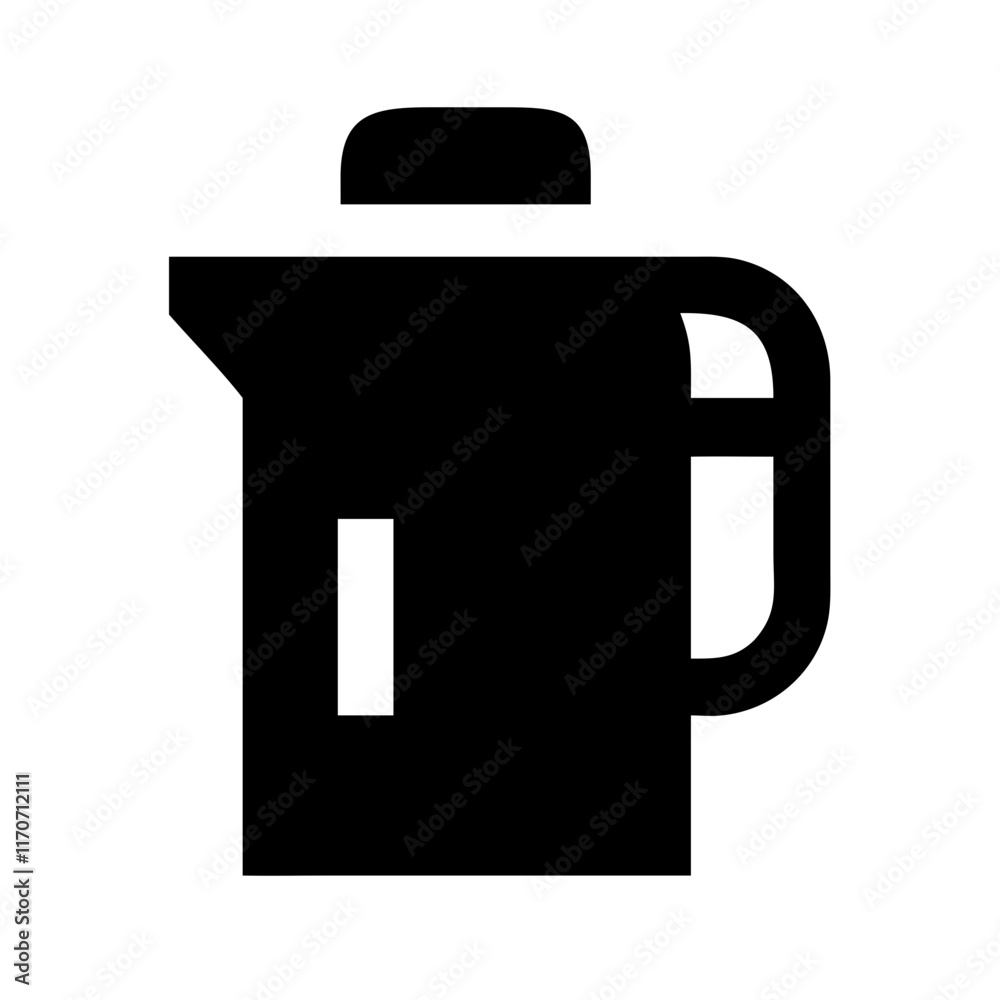 Electric Kettle Silhouette Vector Art - Minimalist Black Flat Design