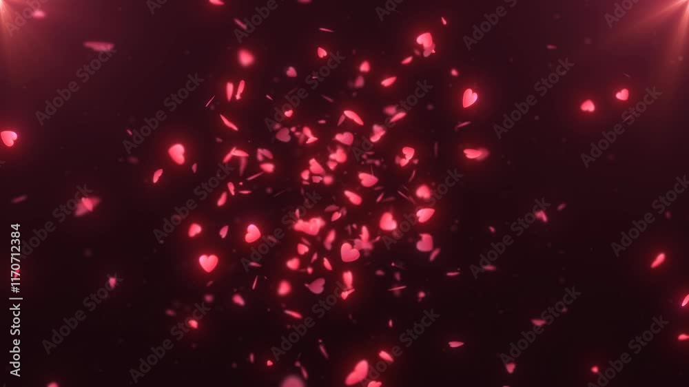 Valentine's day pink heart particles, abstract animated wallpaper background