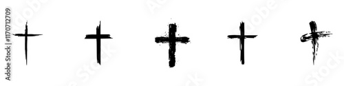 Christian cross icon set. Christian cross icon collection. Vector illustration. EPS 10