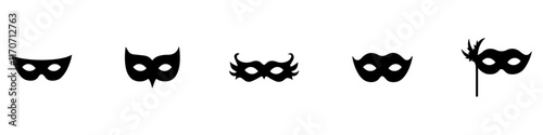 Masquerade icon vector set. Mask illustration sign collection. Carnival symbol. Carnival mask logo. Vector Illustration. Vector Graphic. EPS 10