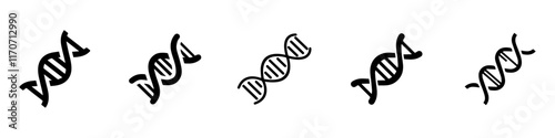 DNA vector icons set. Genetic concept. Life gene model bio code genetics molecule. Molecule, chromosome icon set. Pictogram of Dna vector, genetic sign, elements and icons collection. EPS 10