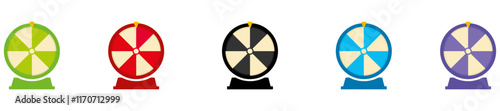 Roulette fortune spinning wheels flat icons casino money games or lucky vector elements. Wheel of fortune Icon. Vector Illustration. Vector Graphic. EPS 10