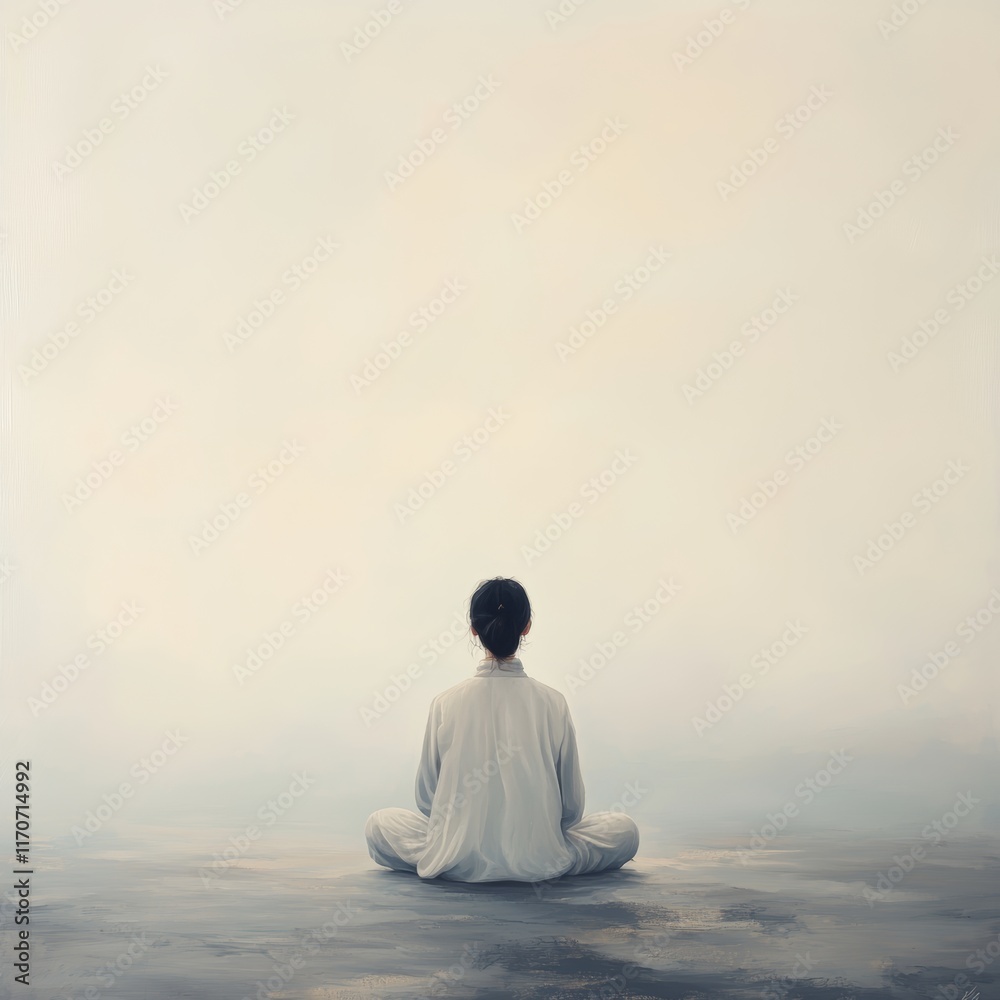 Serene Meditation in Minimalist Setting with Calm Atmosphere Serene Meditation in Minimalist Setting with Calm Atmosphere