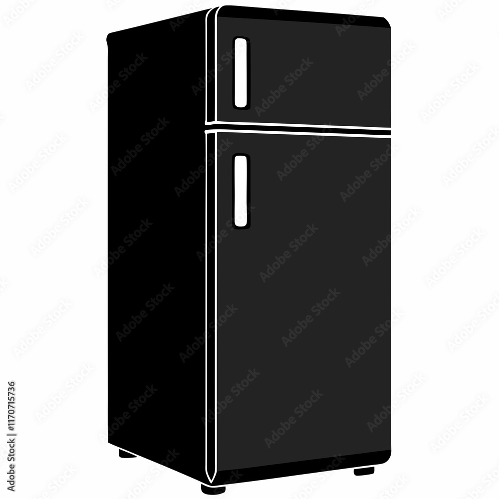 Smart Refrigerator Silhouette Vector Art Smart Refrigerator Silhouette Vector Art