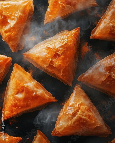 Wallpaper Mural Golden-brown samosas with crispy layers, emitting steam, perfect for a snack or appetizer. Torontodigital.ca