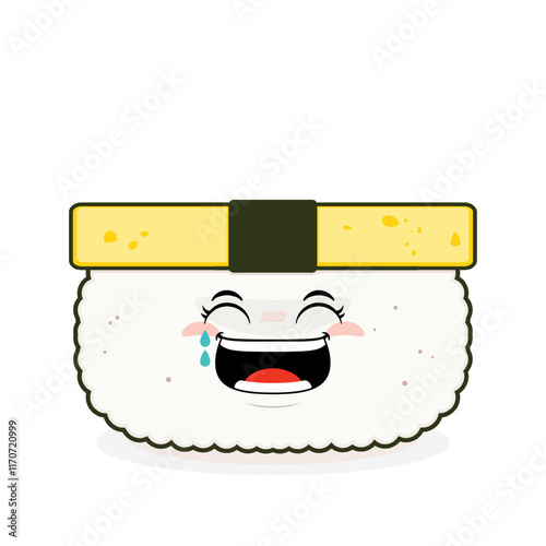 tamago sushi laughing face cartoon cute