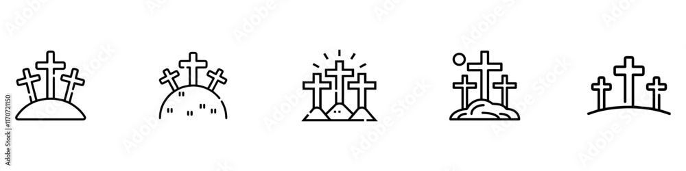 Calvary Icon Set. Calvary crosses. Vector Illustration. Vector Graphic. EPS 10 Calvary Icon Set. Calvary crosses. Vector Illustration. Vector Graphic. EPS 10