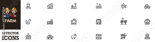 Farm icon set. Farm, Farming, Agriculture icon. Farmer icons set. Vector Illustration. Vector Graphic. EPS 10