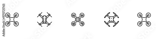 Drone, Quadrocopter icon set. Technology devices set. Drone silhouette icon. Vector Illustration. Vector Graphic. EPS 10