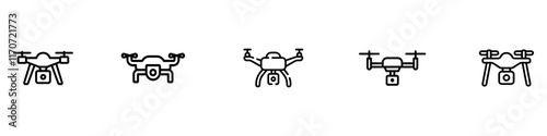 Drone, Quadrocopter icon set. Technology devices set. Drone silhouette icon. Vector Illustration. Vector Graphic. EPS 10