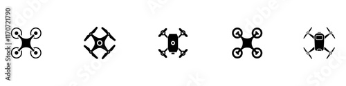 Drone, Quadrocopter icon set. Technology devices set. Drone silhouette icon. Vector Illustration. Vector Graphic. EPS 10