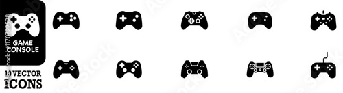 Gaming controller icon set. Silhouette style. Game console. Joystick icon collections. Gamepad icon set. Video game controller, joystick, console icon. Vector Illustration. Vector Graphic. EPS 10