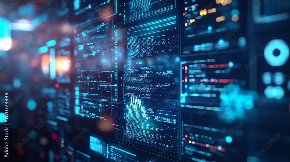 Digital Data Streams: A Futuristic Blue-Toned Visualization Digital Data Streams: A Futuristic Blue-Toned Visualization