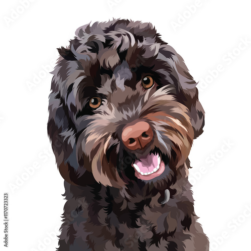 black and white dog on white background
