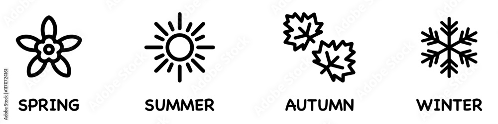 Set of season icon, winter spring summer autumn illustration. Vector Illustration. Vector Graphic. EPS 10 Set of season icon, winter spring summer autumn illustration. Vector Illustration. Vector Graphic. EPS 10
