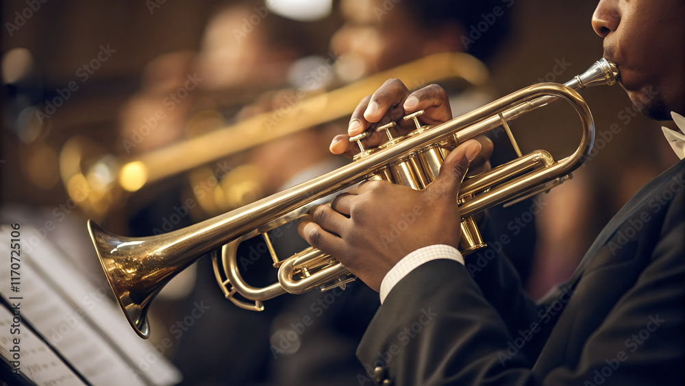 Fototapeta premium jazz musician plays the trumpet