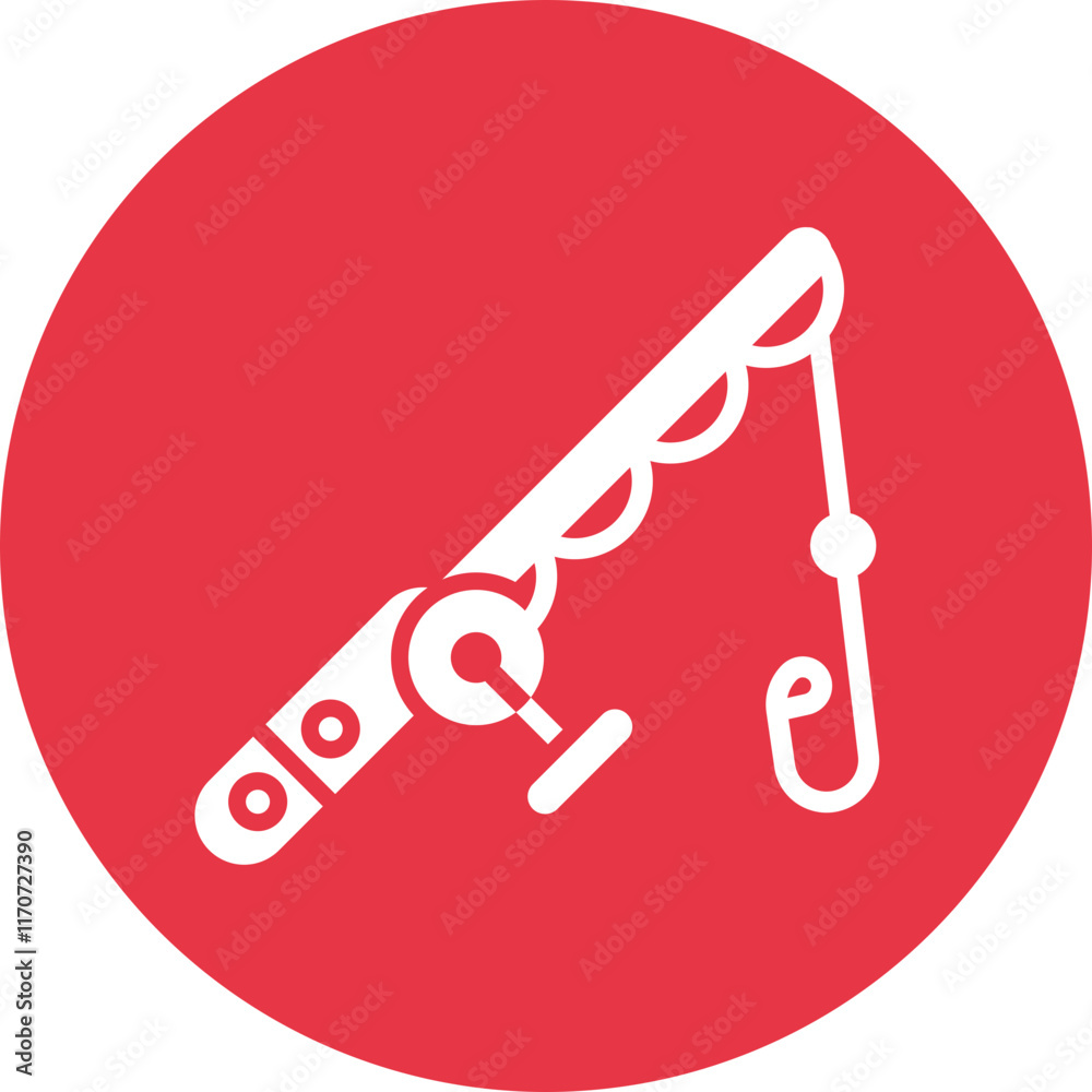 Fishing Rod glyph circle icon Fishing Rod glyph circle icon
