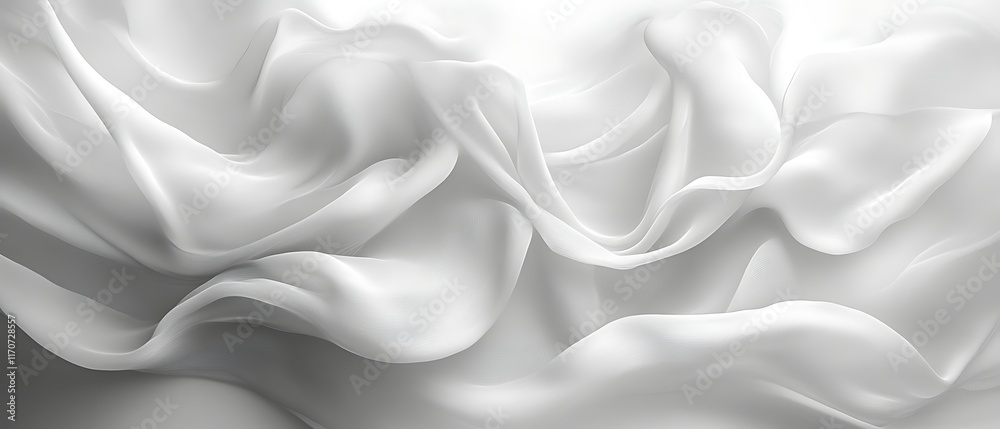 Obraz premium Smooth white fabric waves and folds.