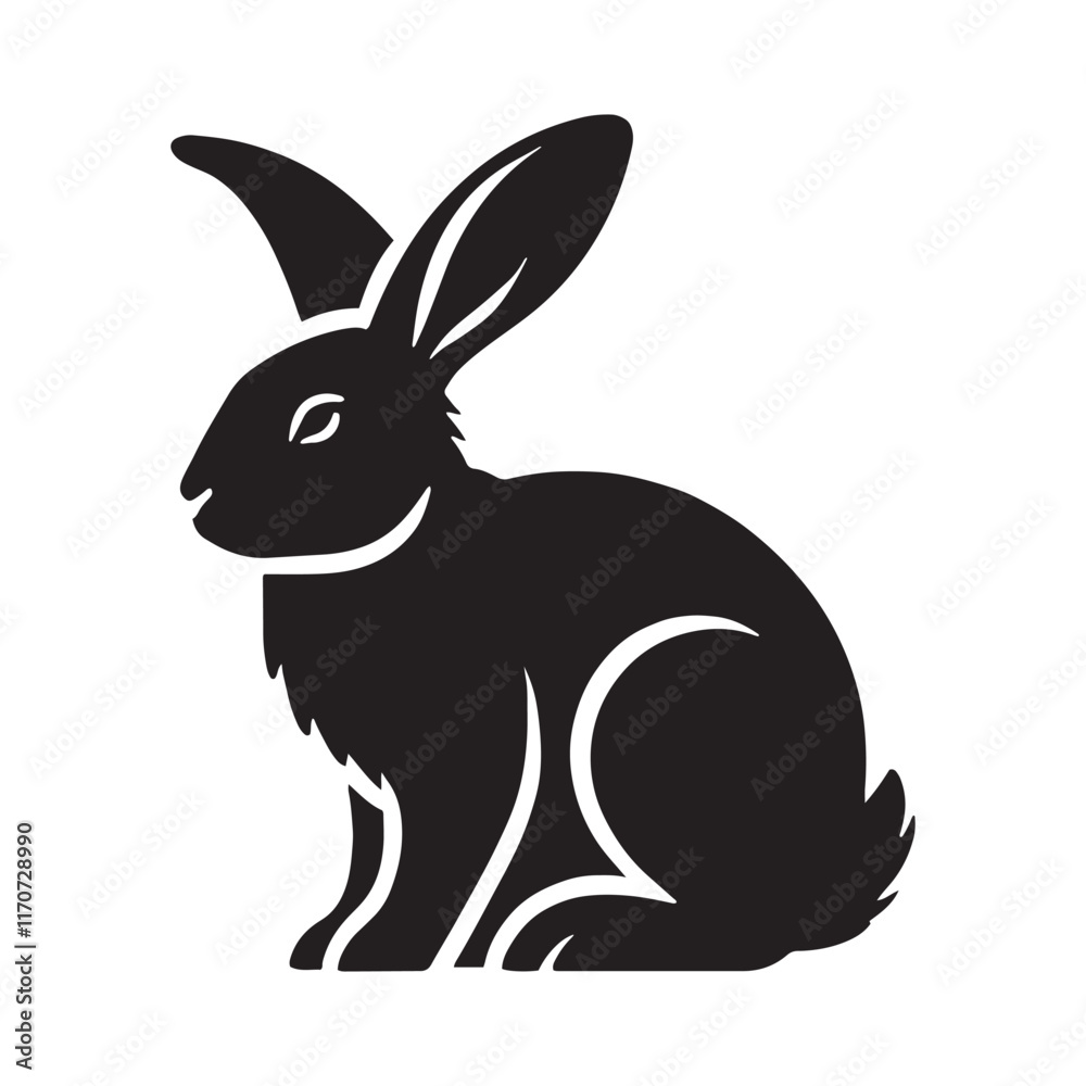 Fototapeta premium Simplified rabbit silhouette for innovative artistic designs - Rabbit illustration - minimallest rabbit vector 