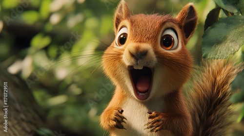 A squirrel is happy and surprised