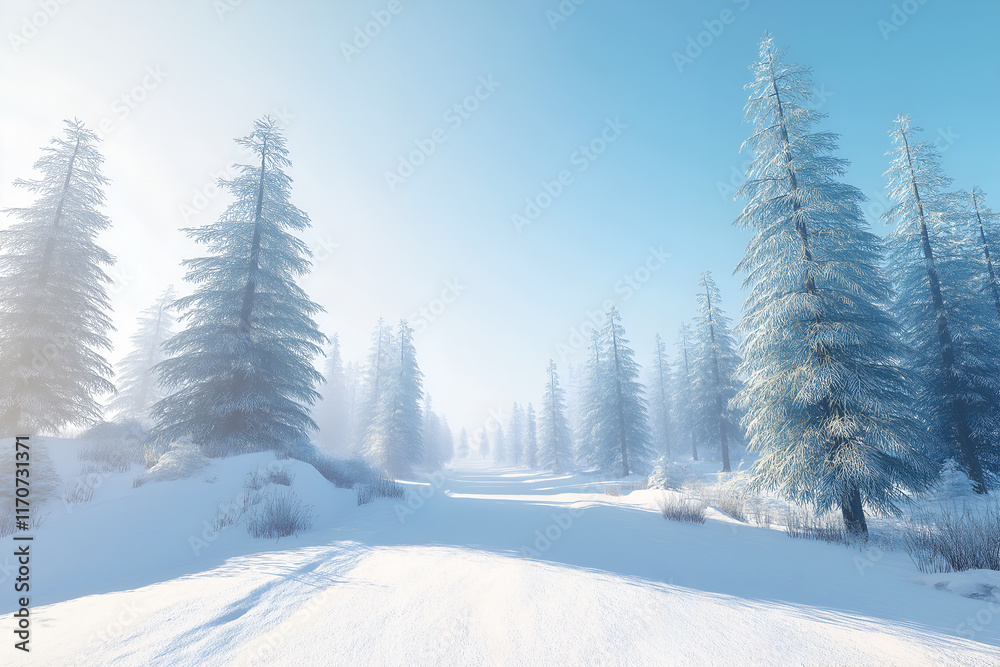 Snow covered pine trees under a clear winter sky, exuding a sense of calm. Nature and Serenity mockup Snow covered pine trees under a clear winter sky, exuding a sense of calm. Nature and Serenity mockup