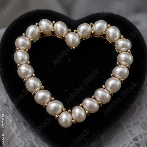 Wallpaper Mural Pearl and diamond heart brooch on black velvet fabric. Torontodigital.ca