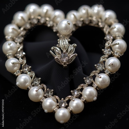Wallpaper Mural Pearl and diamond heart brooch on black velvet fabric. Torontodigital.ca