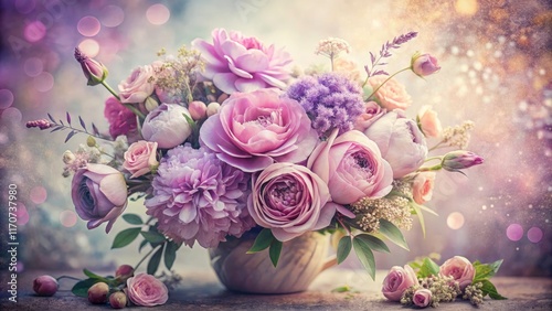 Vintage Style Soft Purple Pink Watercolor Floral Bouquet Art for Home Decor, Wedding Invitations, and Elegant Designs