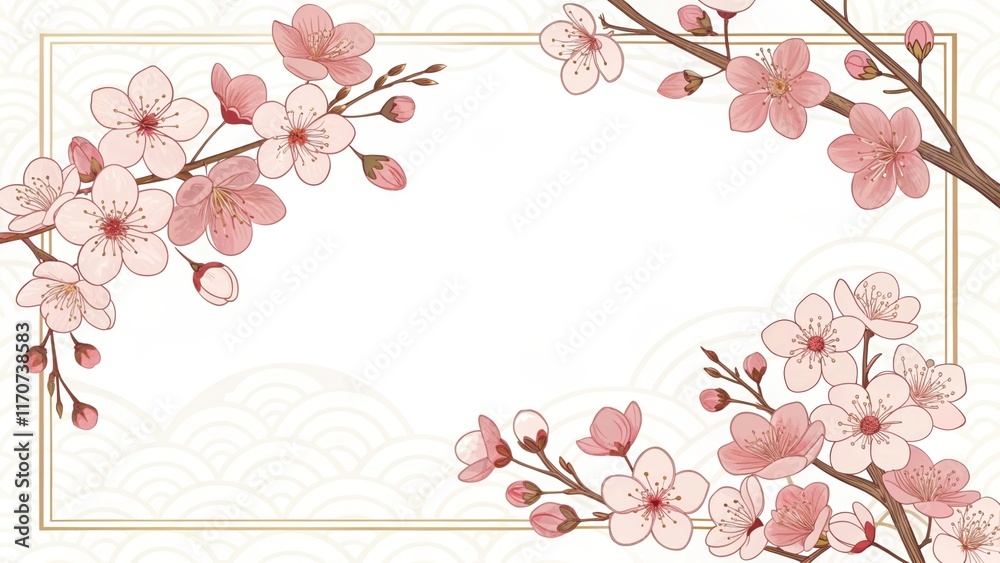 Fototapeta premium retro vintage cute cherry blossoms sakura illustration background