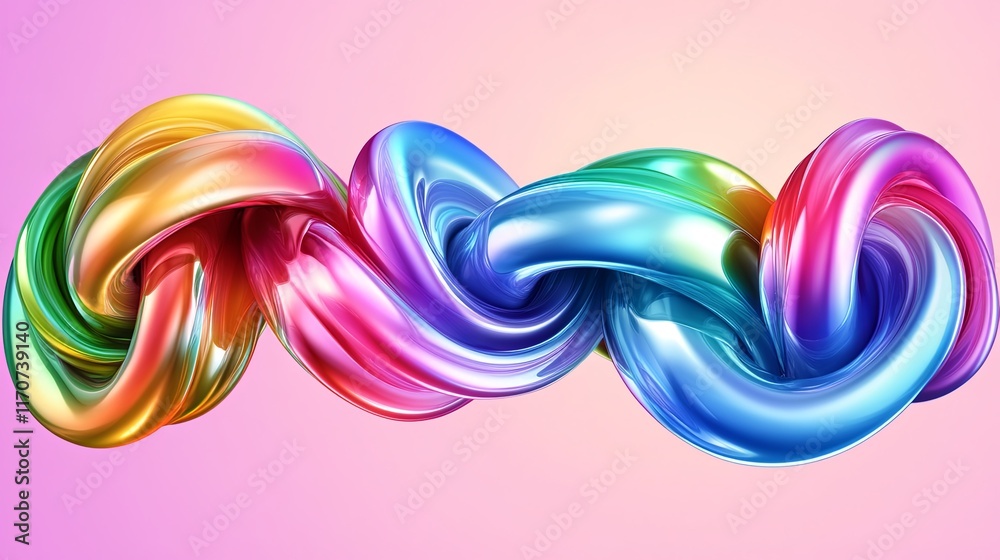 Naklejka premium Colorful Gradient Strands in Intricate Looping Design