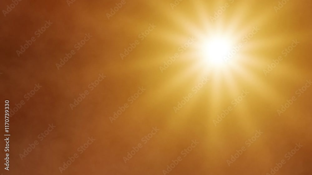 Hot Sun - Glowing Fiery Orange Sunrays Casting Intense Light Through Smoky Haze, Scorching Heat and Climate Change Effects