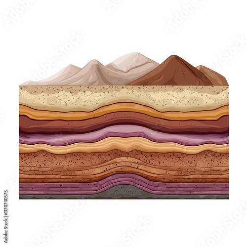 Geological layers illustration earth science educational content transparent background design