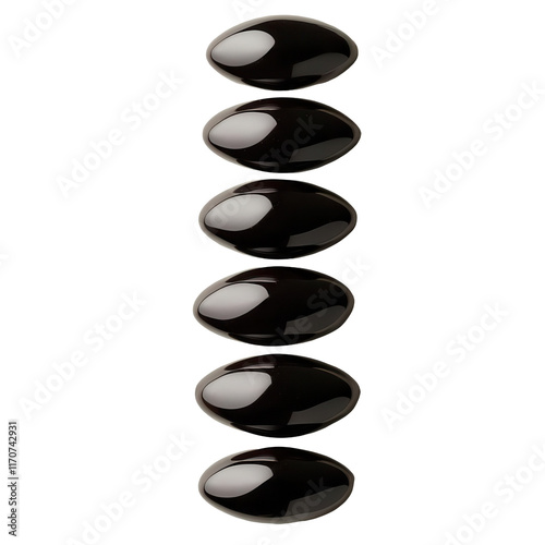Elegant black stones transparent background product display studio environment close-up view natural aesthetics