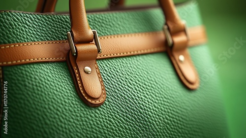 Elegant Green Leather Handbag Detail