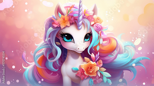 Realistic rainbow unicorn