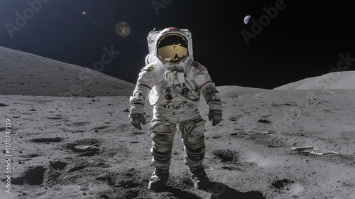 Obraz na płótnie Astronaut on the moon, with galactic background 