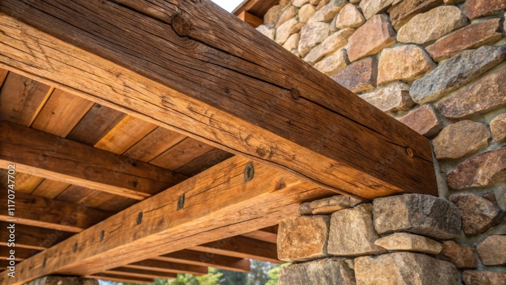 A closeup view of wooden beams reclaimed from old structures displaying natural imperfections and rich textures. The warmth of the wood contrasts beautifully with the coldness of A closeup view of wooden beams reclaimed from old structures displaying natural imperfections and rich textures. The warmth of the wood contrasts beautifully with the coldness of