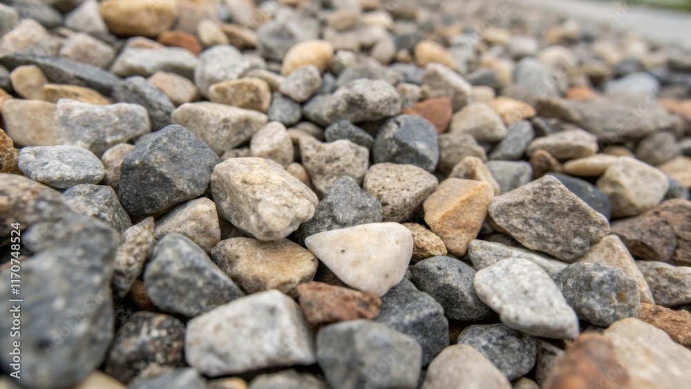 A detailed macro shot captures the texture of the gravel from dusty granules to glossy pebbles emphasizing the diverse materials used for the foundation. The image highlights how A detailed macro shot captures the texture of the gravel from dusty granules to glossy pebbles emphasizing the diverse materials used for the foundation. The image highlights how