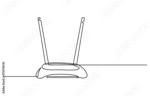 Wi-Fi router line continuous drawing vector. One line Wi-Fi router vector background. Wi-Fi router icon. Continuous outline of Wi-Fi router