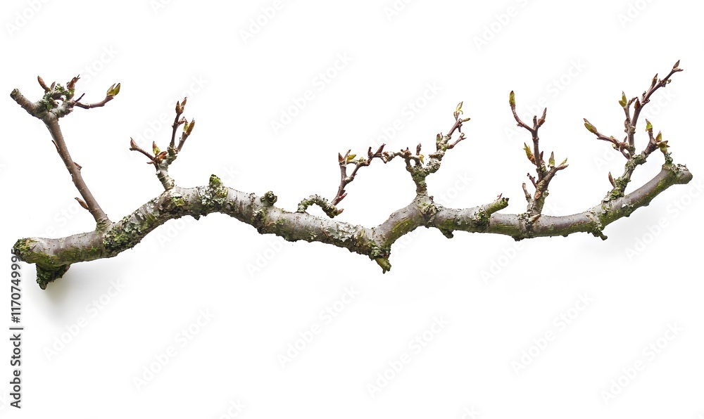 Spring branch with buds isolated on white. Spring branch with buds isolated on white.