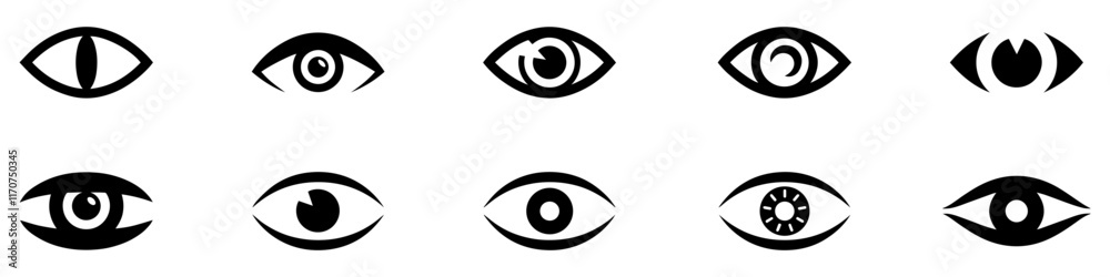 Eye icon set. Eyesight symbol. Retina scan eye icons. Simple eyes collection. Eye silhouette. Vector Illustration. EPS 10 Eye icon set. Eyesight symbol. Retina scan eye icons. Simple eyes collection. Eye silhouette. Vector Illustration. EPS 10