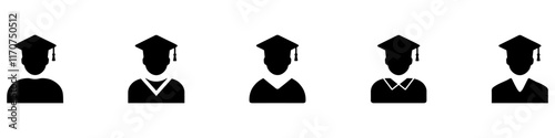 Student icon set. Graduated student icon. Graduation icon. Vector Illustration. EPS 10