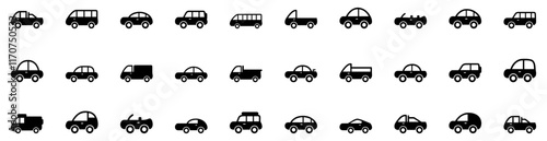 Car icon set. Various vehicle icon. Car types set. Vector illustration. EPS 10